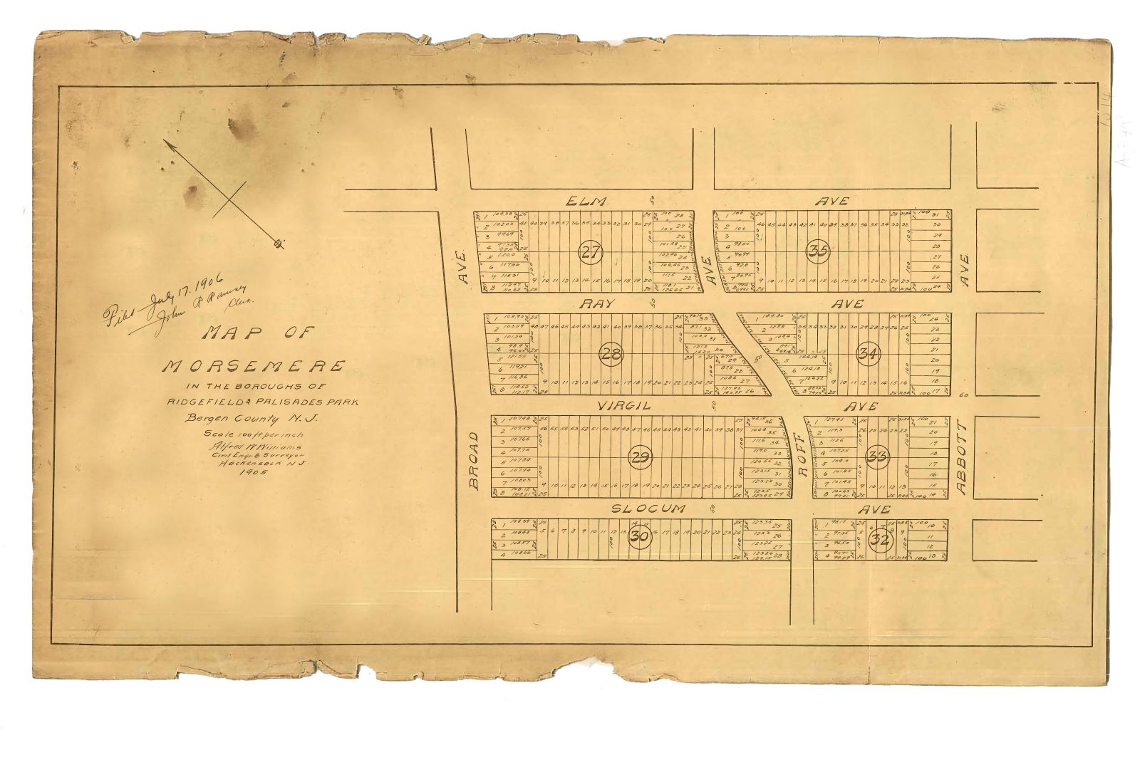 palisades park map broad and elm ave 1906